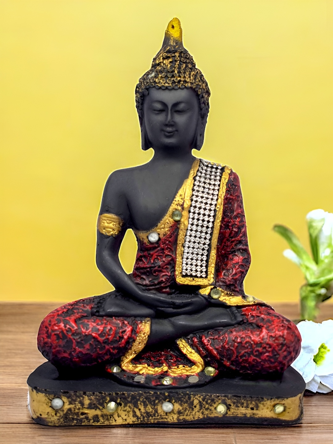 

VIVARS CRAFT Black And Red Buddha Figurine Showpiece