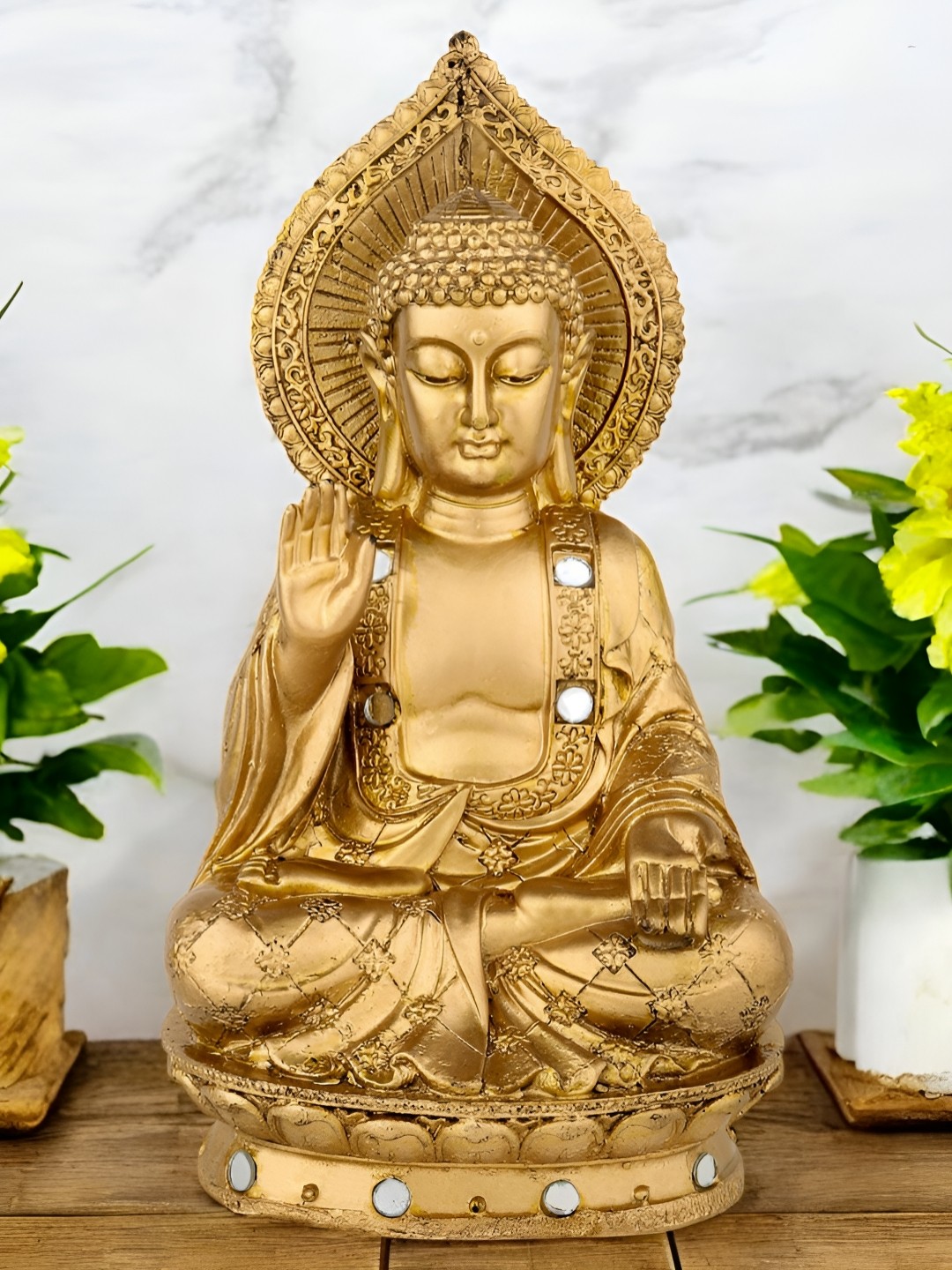 

VIVARS CRAFT Gold-Toned Buddha Figurine Showpiece