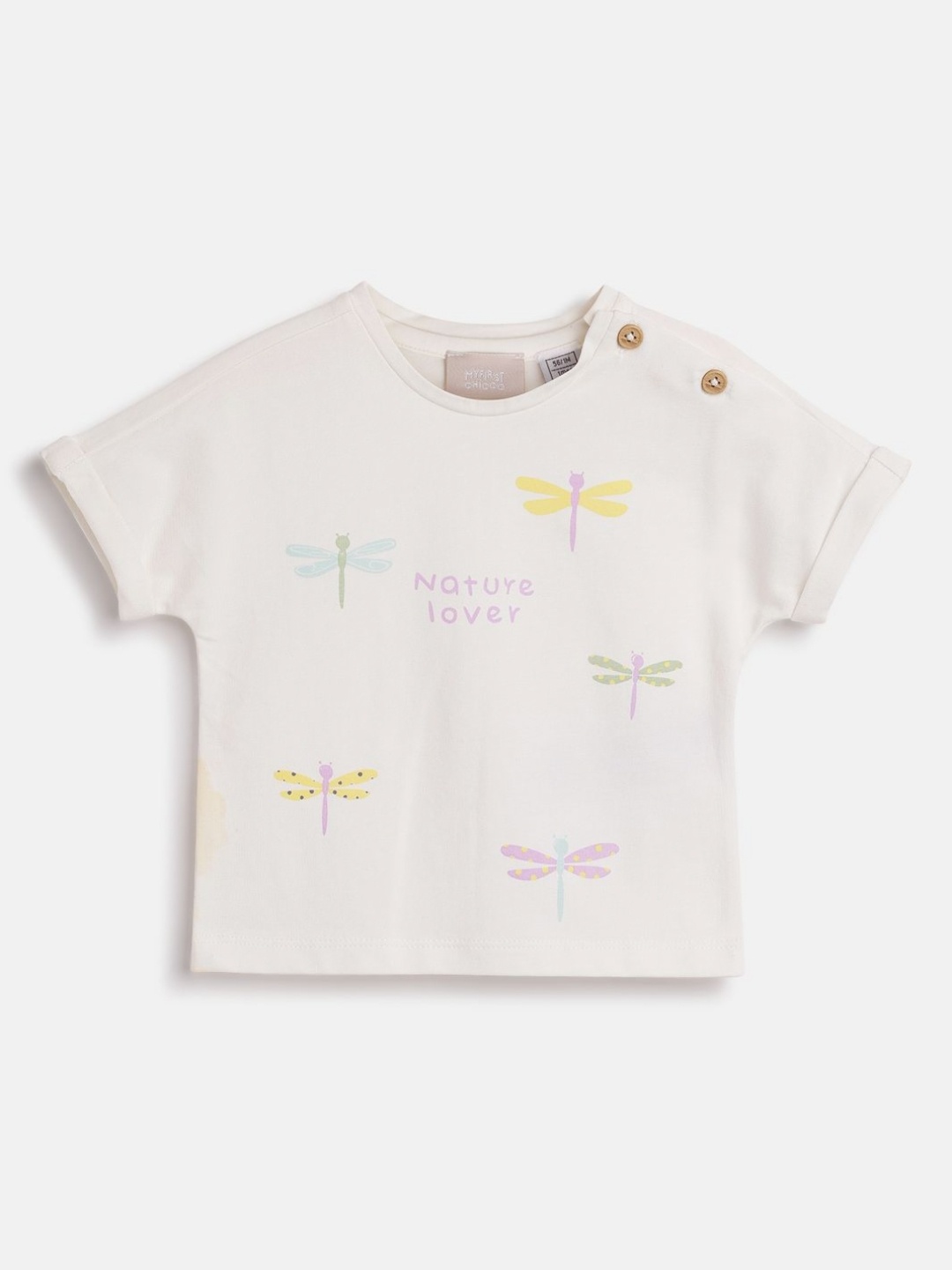 

Chicco Girls Graphic Printed Round Neck Cotton T-shirt, Off white
