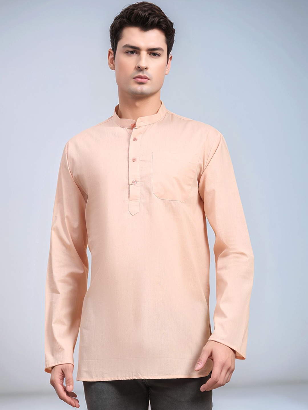 

Moda Rapido Mandarin Collar Pure Cotton Straight Kurta, Pink