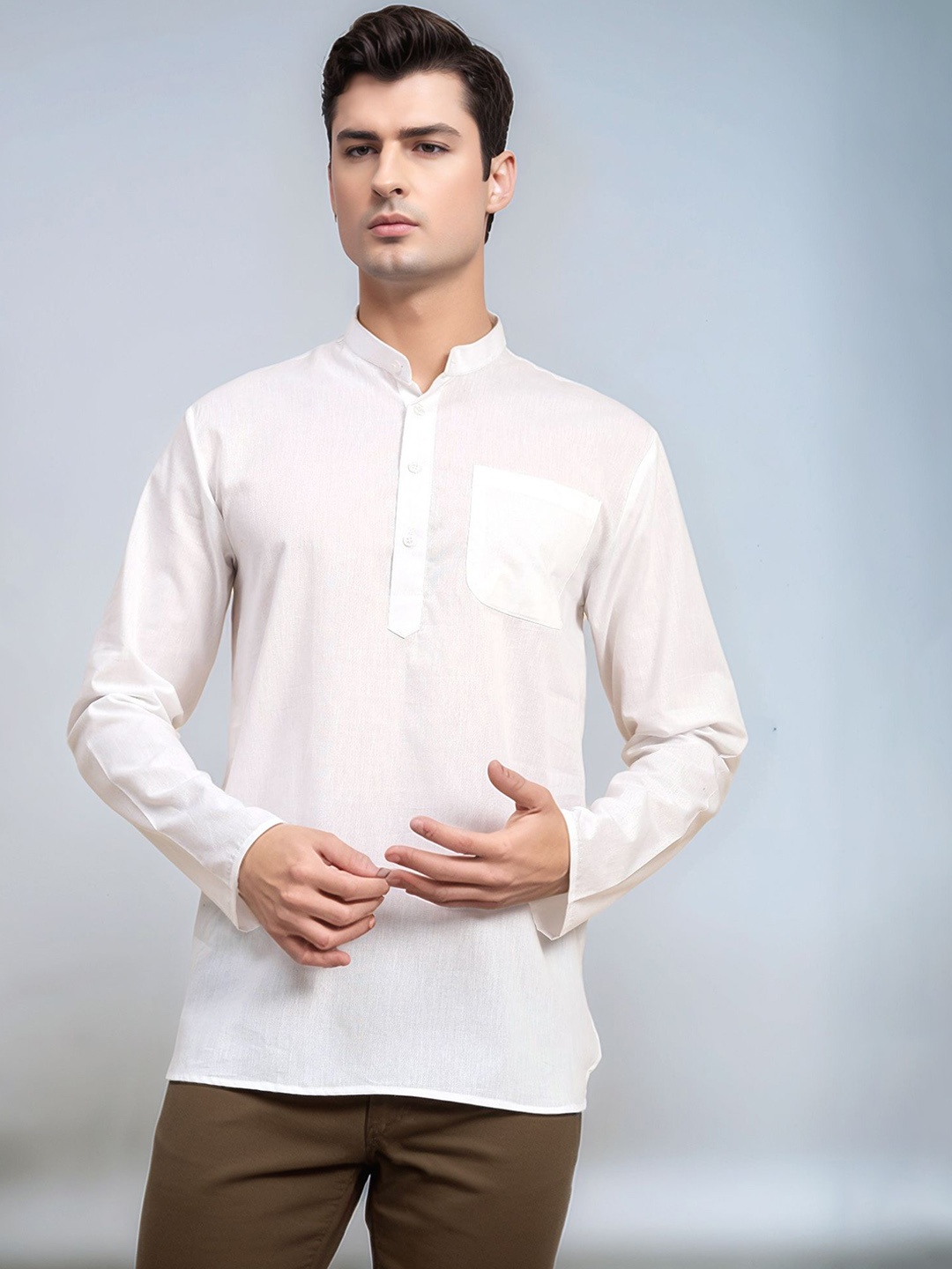 

Moda Rapido Mandarin Collar Pure Cotton Straight Kurta, White