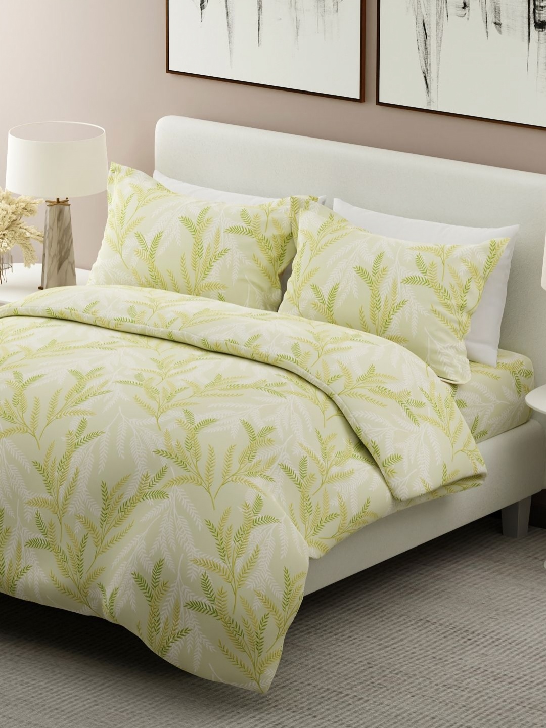 

Boutique Living India Nature Bouquet Yellow Printed Cotton King Bedsheet Set 2.74m x 2.74m