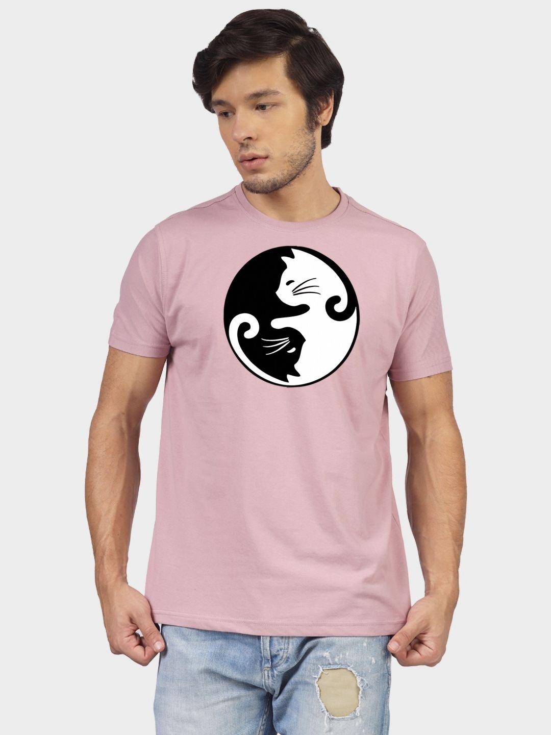 Greylongg Men Yorksteadd 2076 Graphic Printed Round Neck Cotton T-shirt, Pink