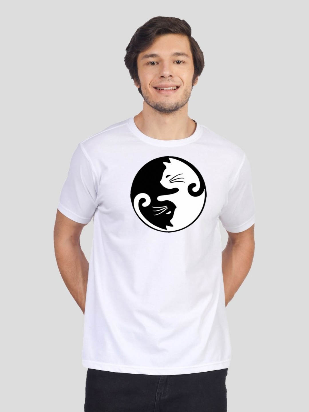 

Greylongg Men Graphic Printed Round Neck Cotton T-shirt, White
