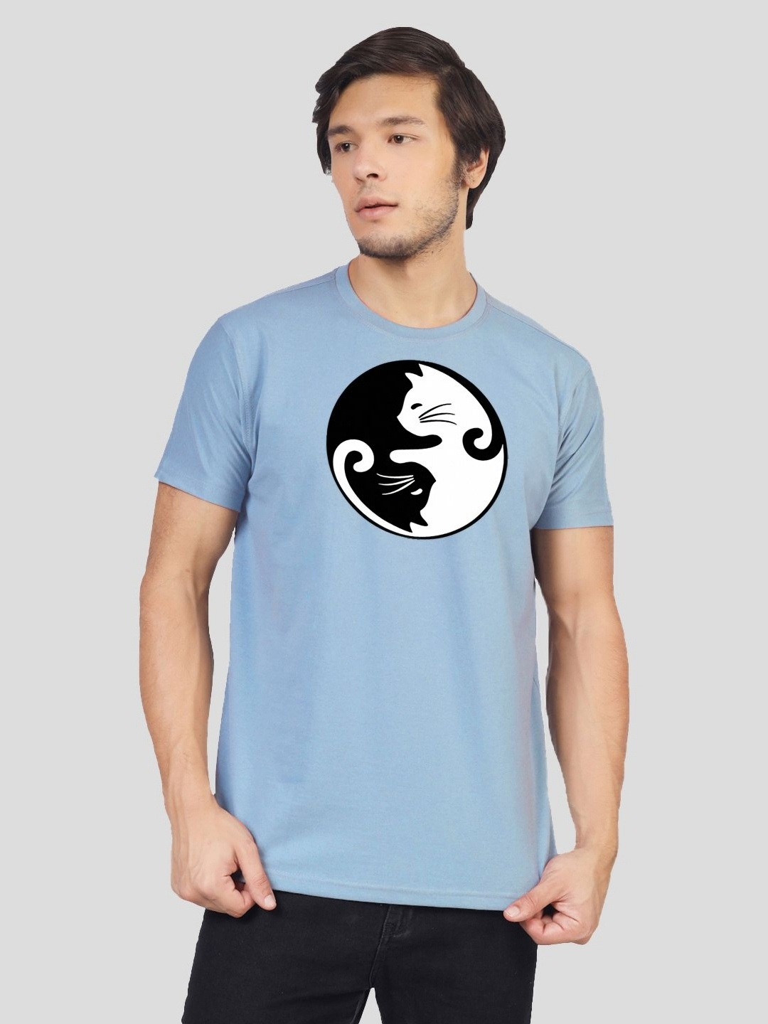 

Greylongg Men Graphic Printed Round Neck Cotton T-shirt, Blue