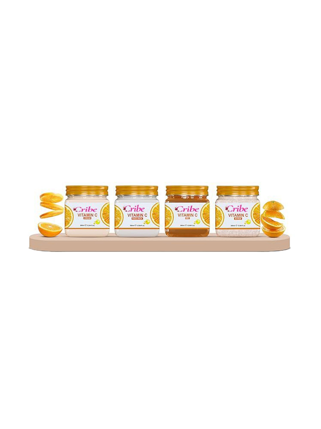 

CRIBE Vitamin C Scrub, Gel, Cream & Face Pack - 380 ml Each, Orange