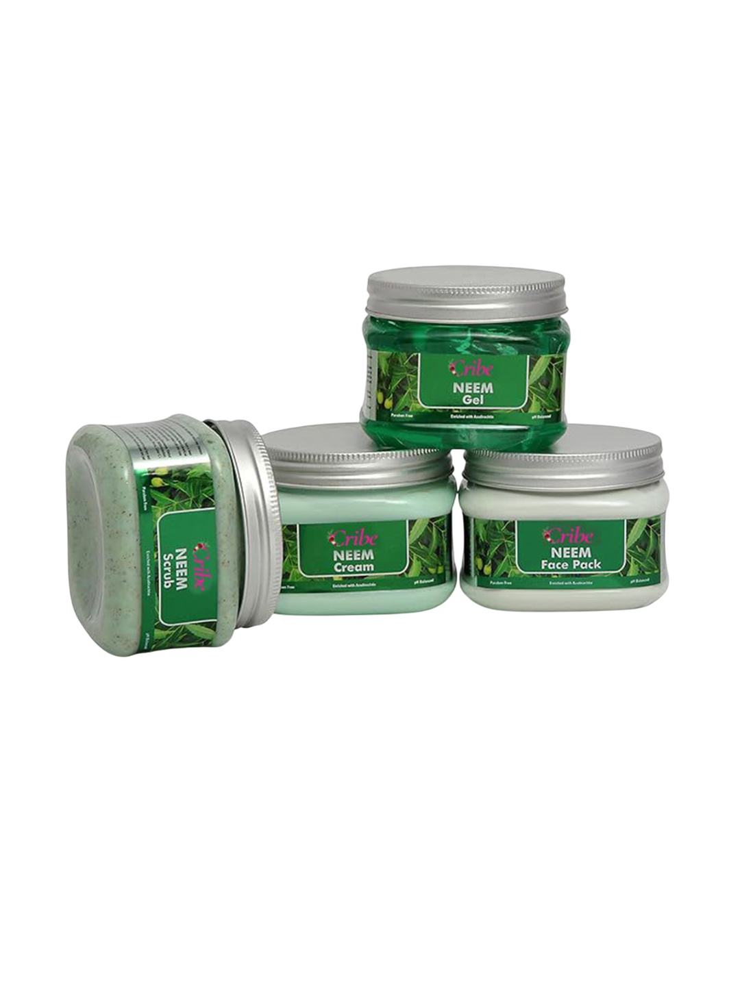 

CRIBE Neem Scrub, Gel, Cream & Face Pack Facial Kit, Green