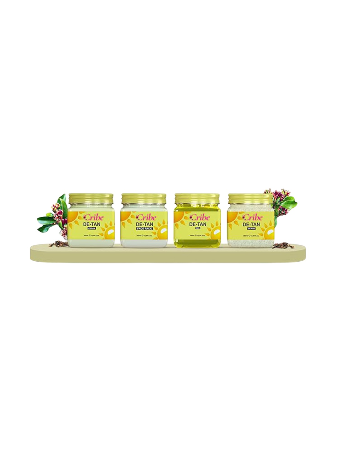 

CRIBE De-Tan Scrub, Gel, Cream & Face Pack - 380 ml Each, Yellow