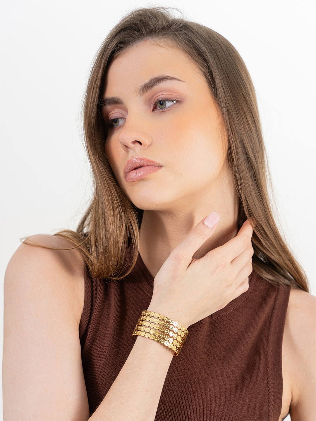 

ZAISHA 18K Gold Plated Stainless Steel Chunky Cuff Bangle Bracelet