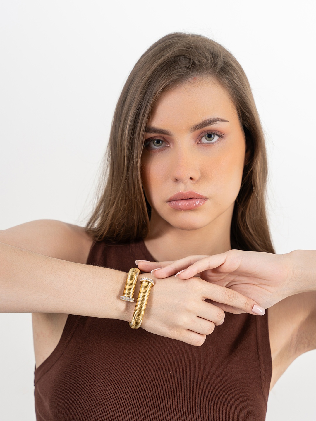 

ZAISHA 18KT Gold Plated Stainless Steel Fascino Cuff Bangle Bracelet