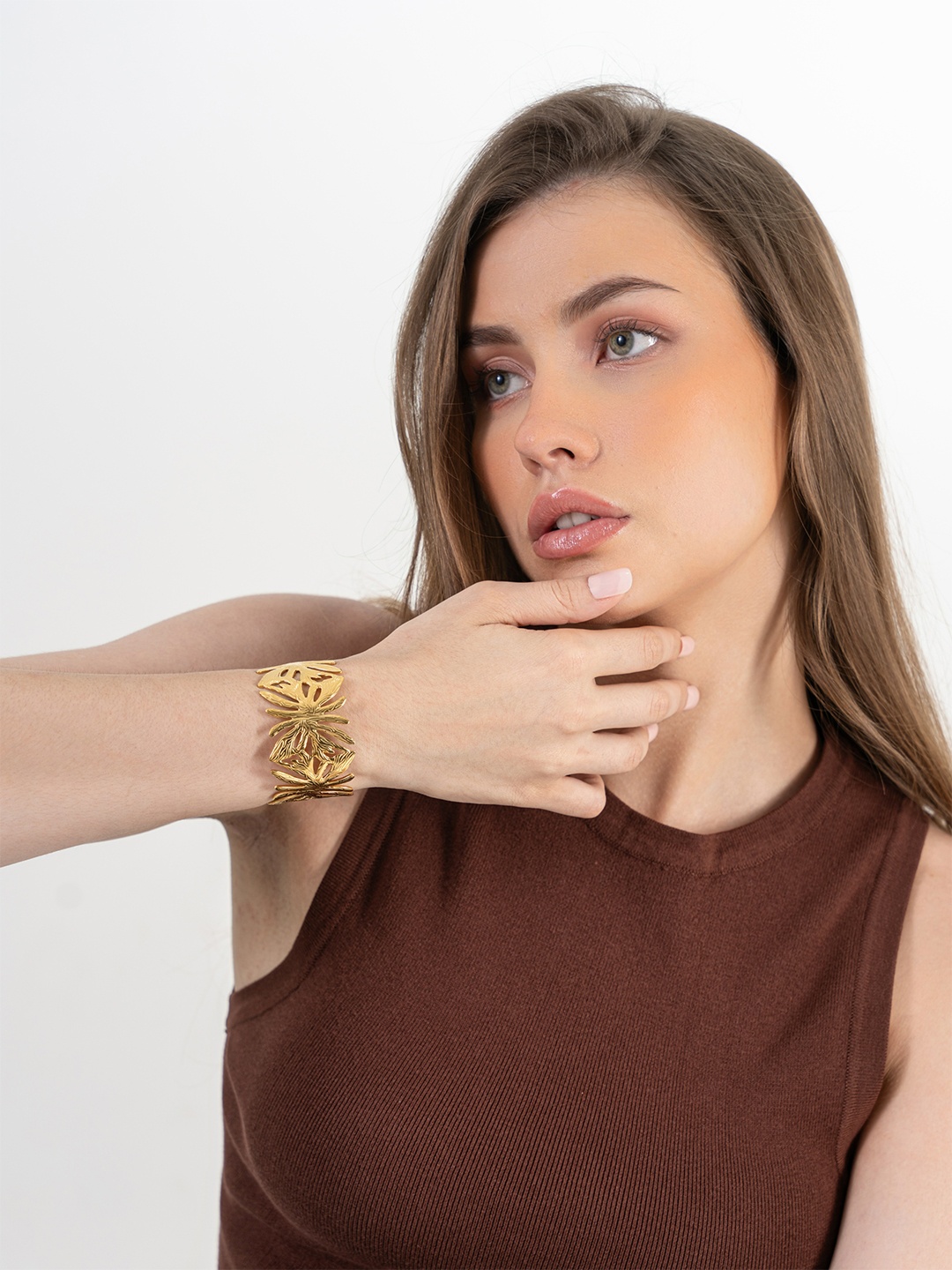 

ZAISHA 18K Gold Plated Stainless Steel Luce Cuff Bangle Bracelet