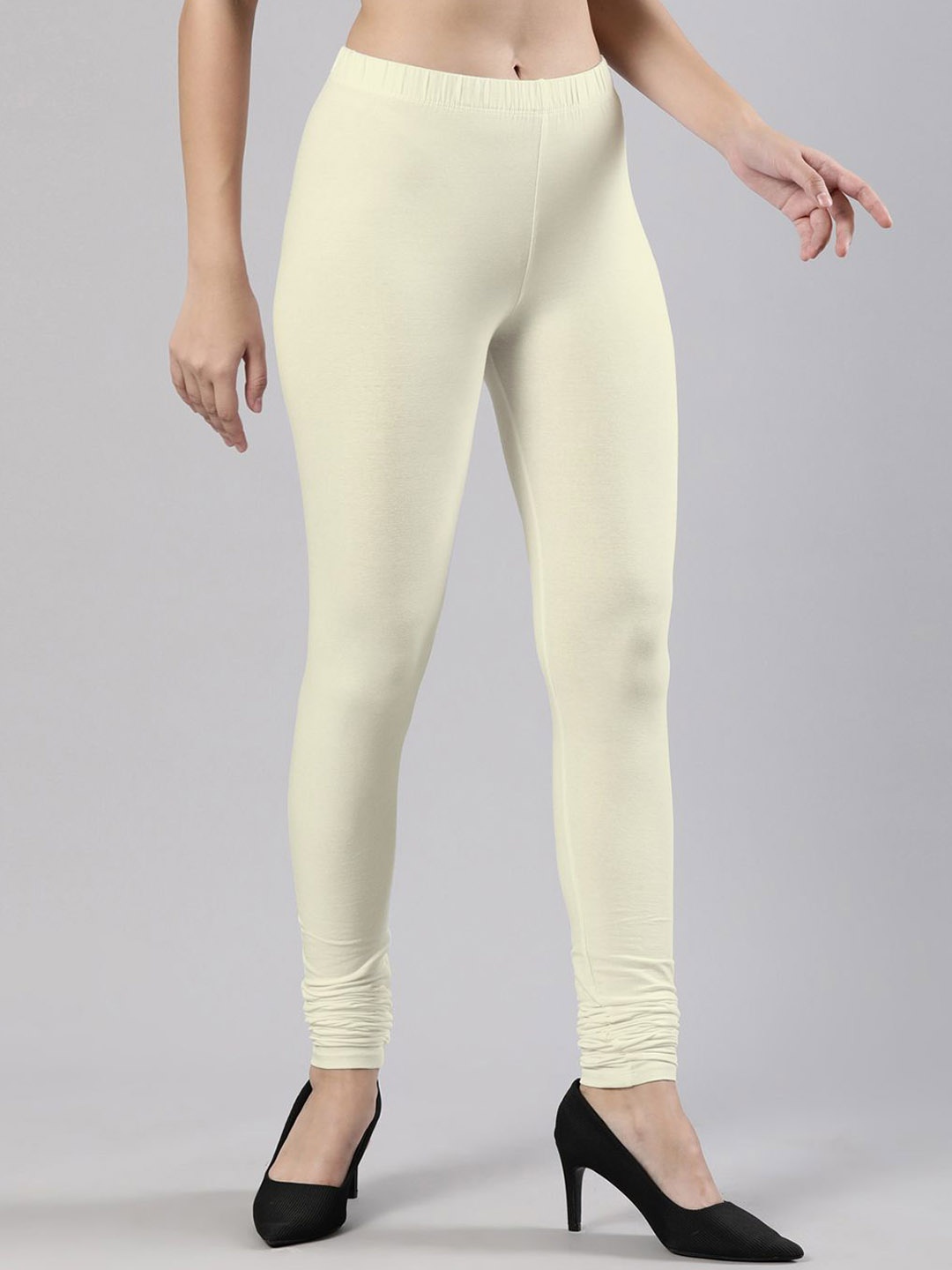 

Femmora Mid-Rise Churidar-Length Leggings, Cream