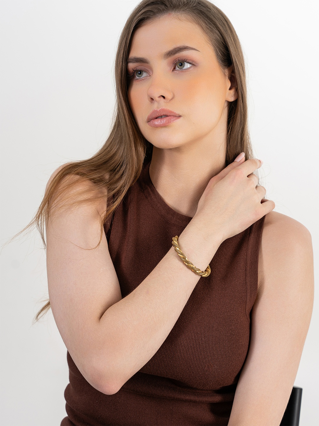 

ZAISHA 18KT Gold-Plated Stainless Steel Sparuzo Cuff Bangle Bracelet