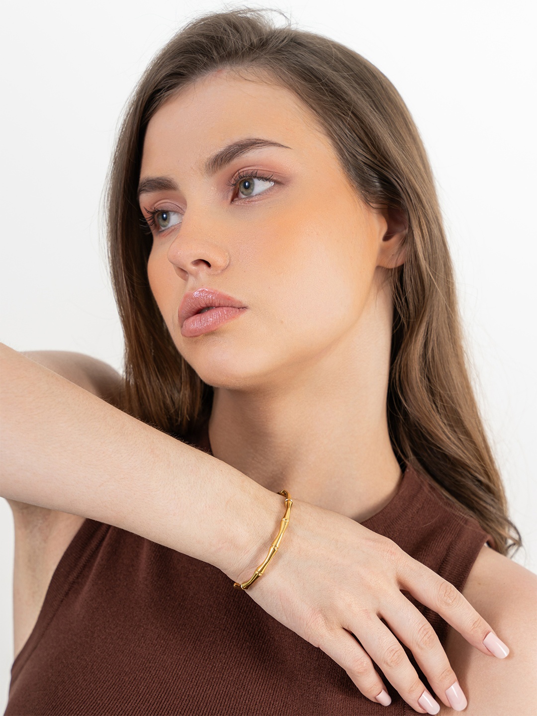 

ZAISHA 18K Gold Plated Stainless Steel Sleek Cuff Bangle Bracelet