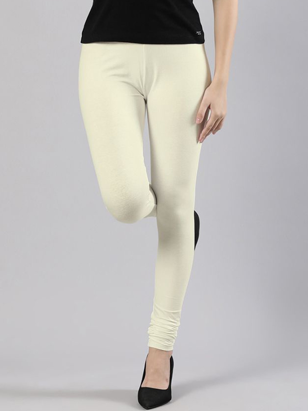 

Femmora Mid-Rise Churidar-Length Leggings, Cream