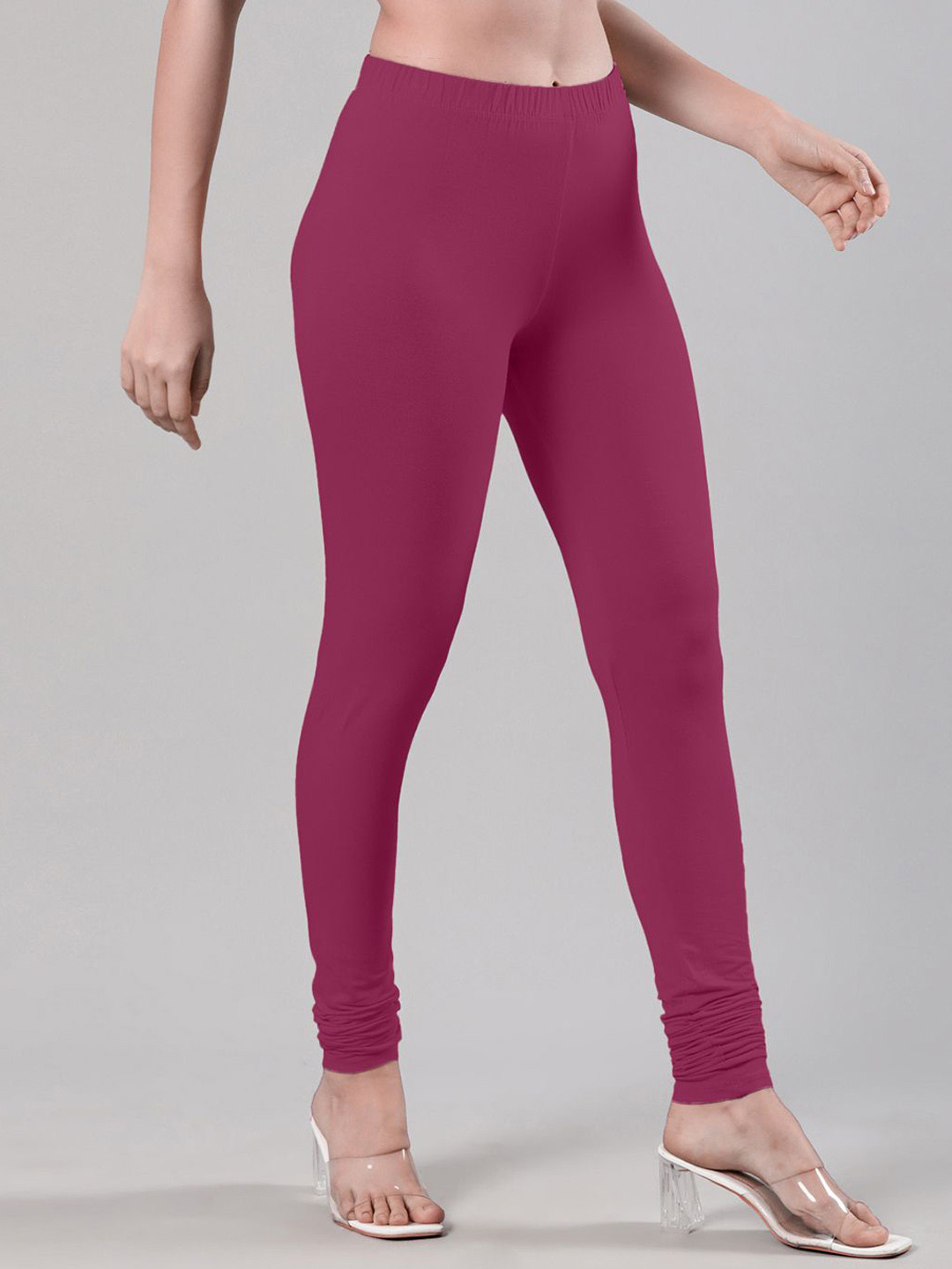 

Femmora Mid-Rise Churidar-Length Leggings, Pink