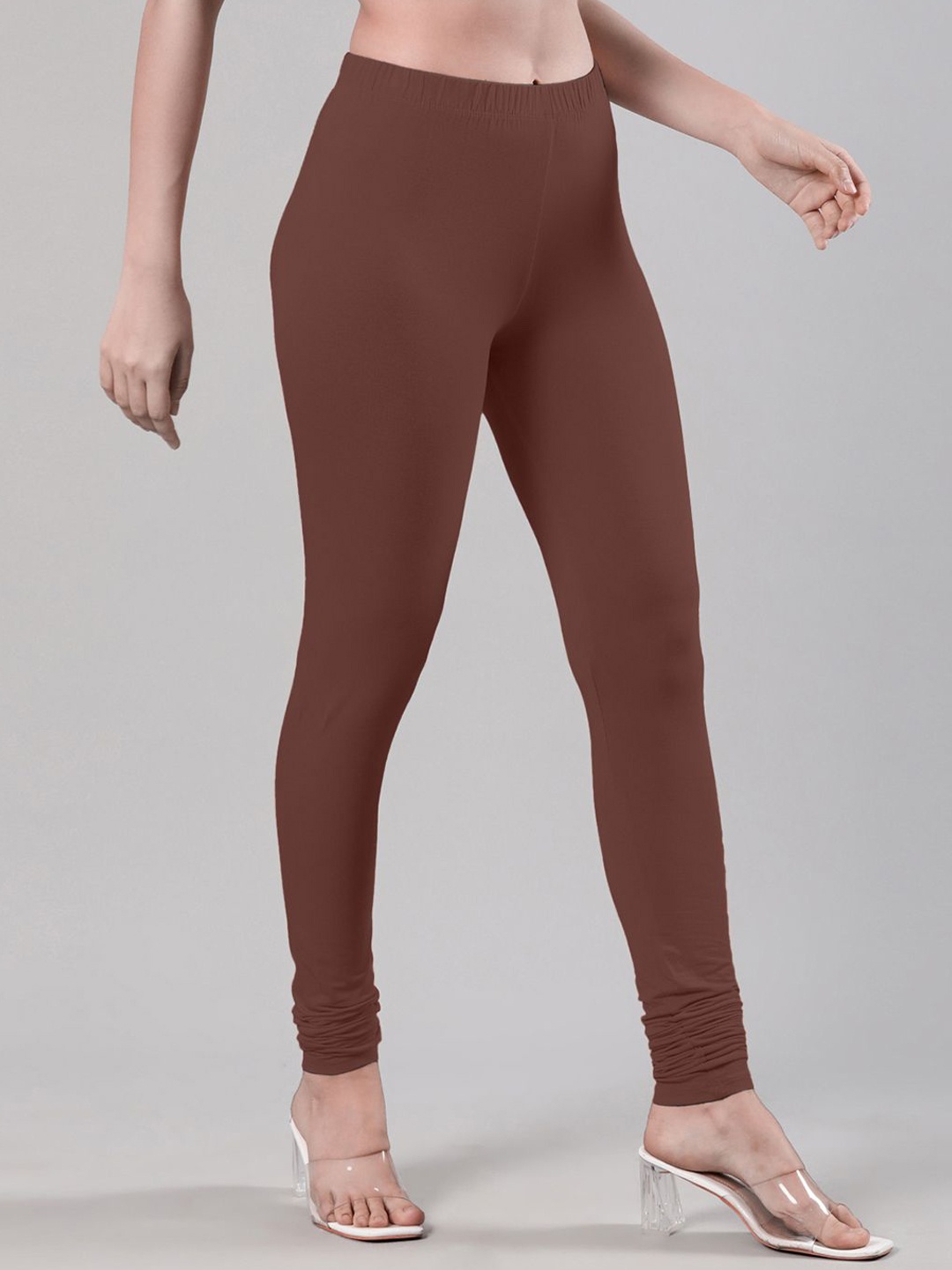 

Femmora Mid-Rise Churidar-Length Leggings, Coffee brown