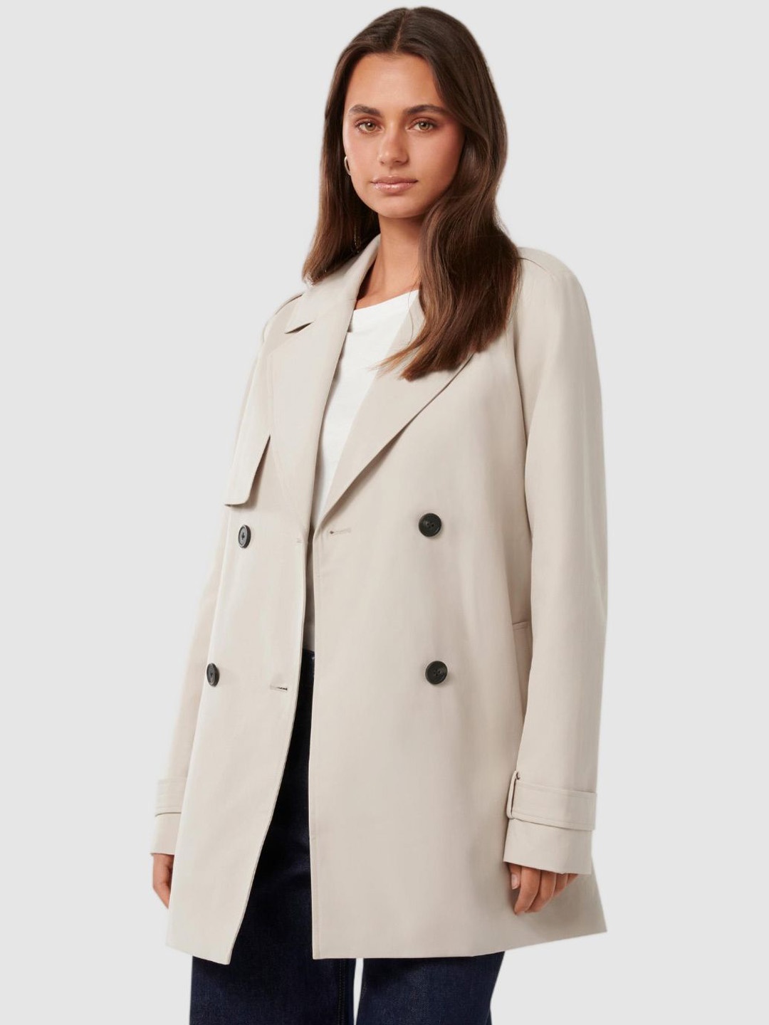 

Forever New Double-Breasted Overcoat, Cream