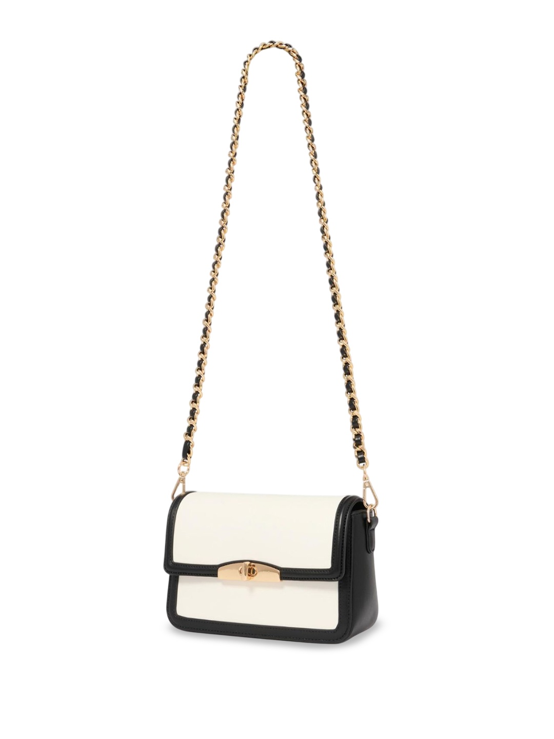 

Forever New Colourblocked PU Half Moon Sling Bag, Black