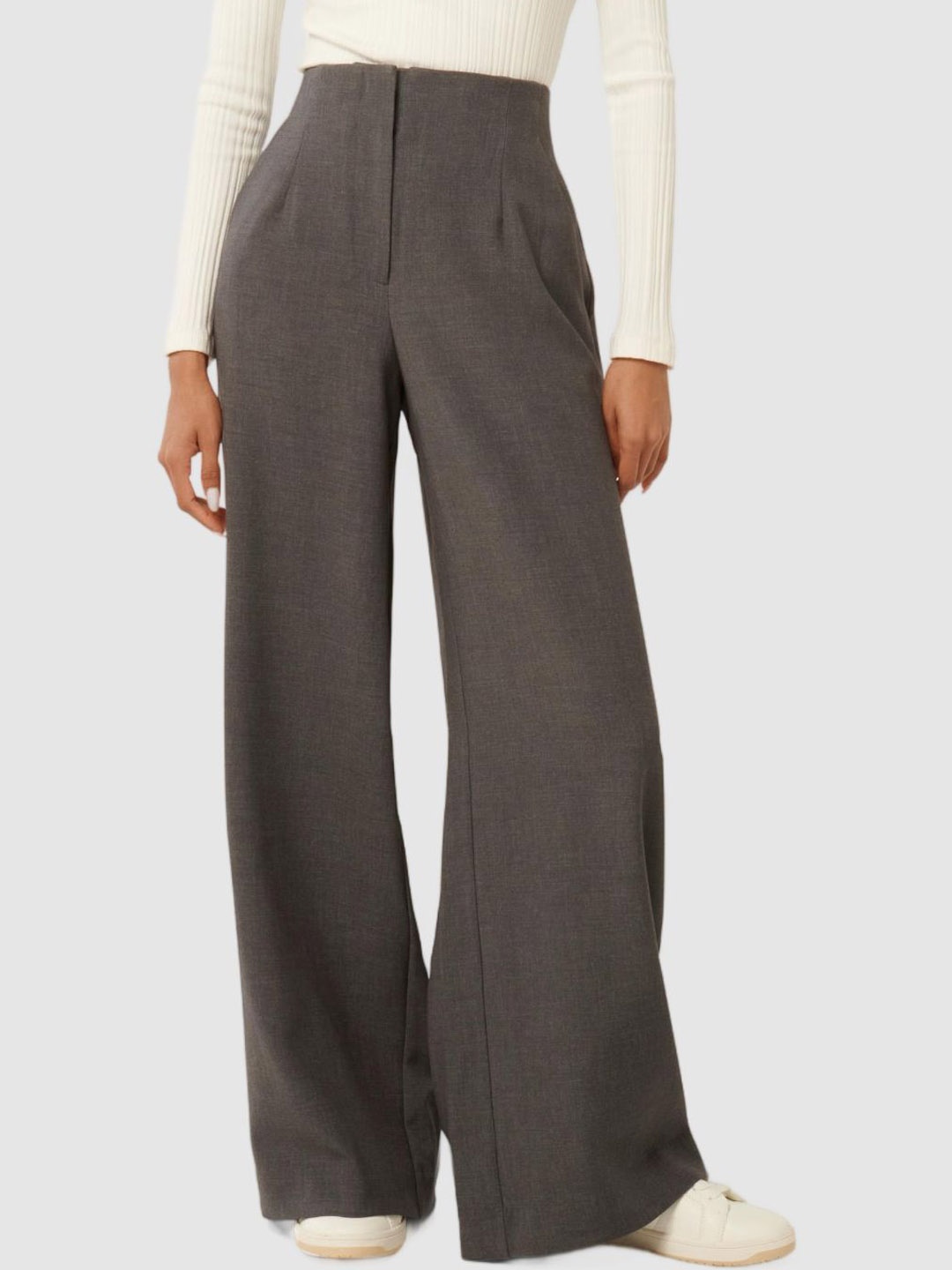 

Forever New Women Loose Fit High-Rise Pleated Trousers, Grey