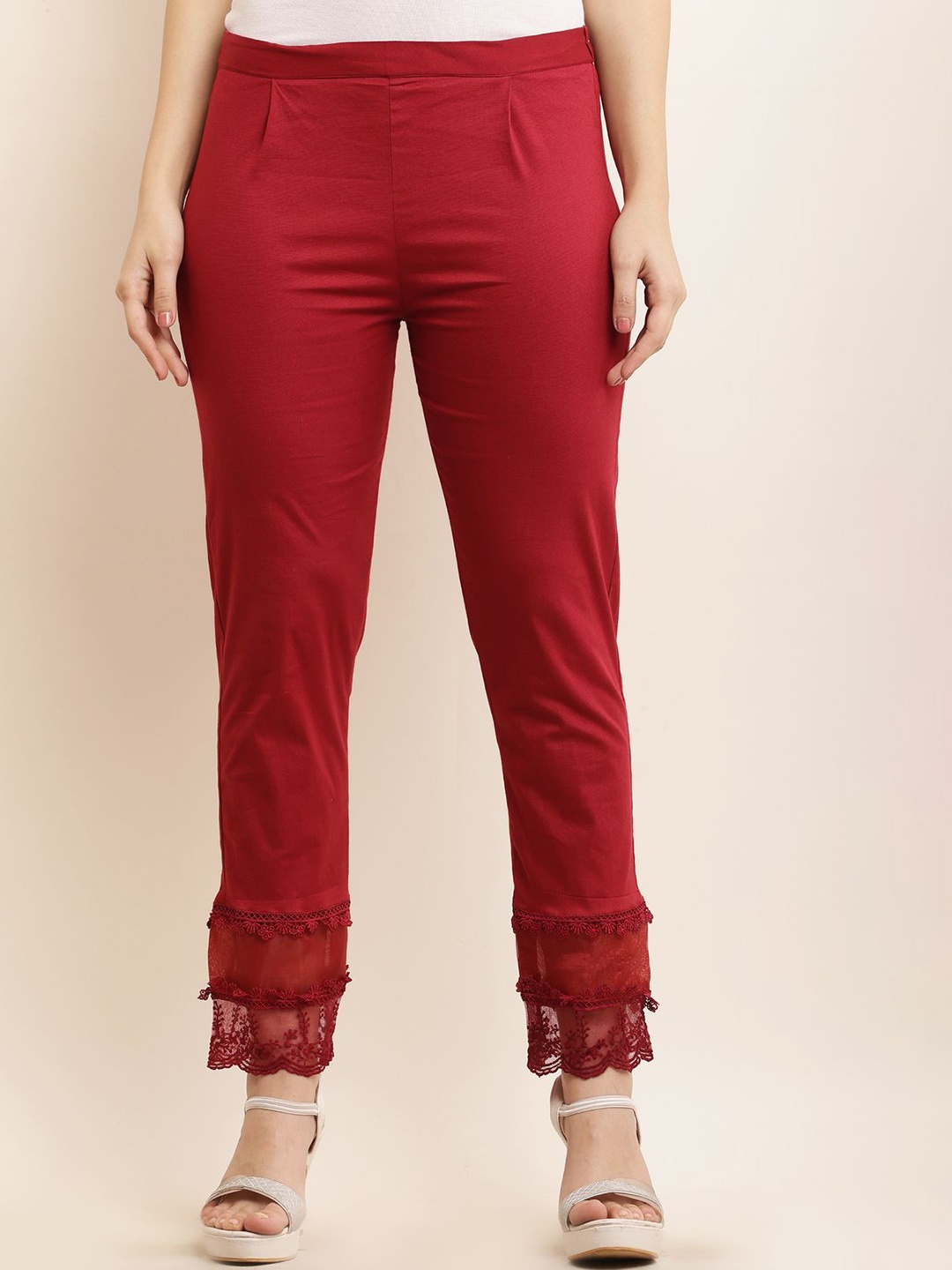 

Sellingsea Women Pleated Trousers, Maroon