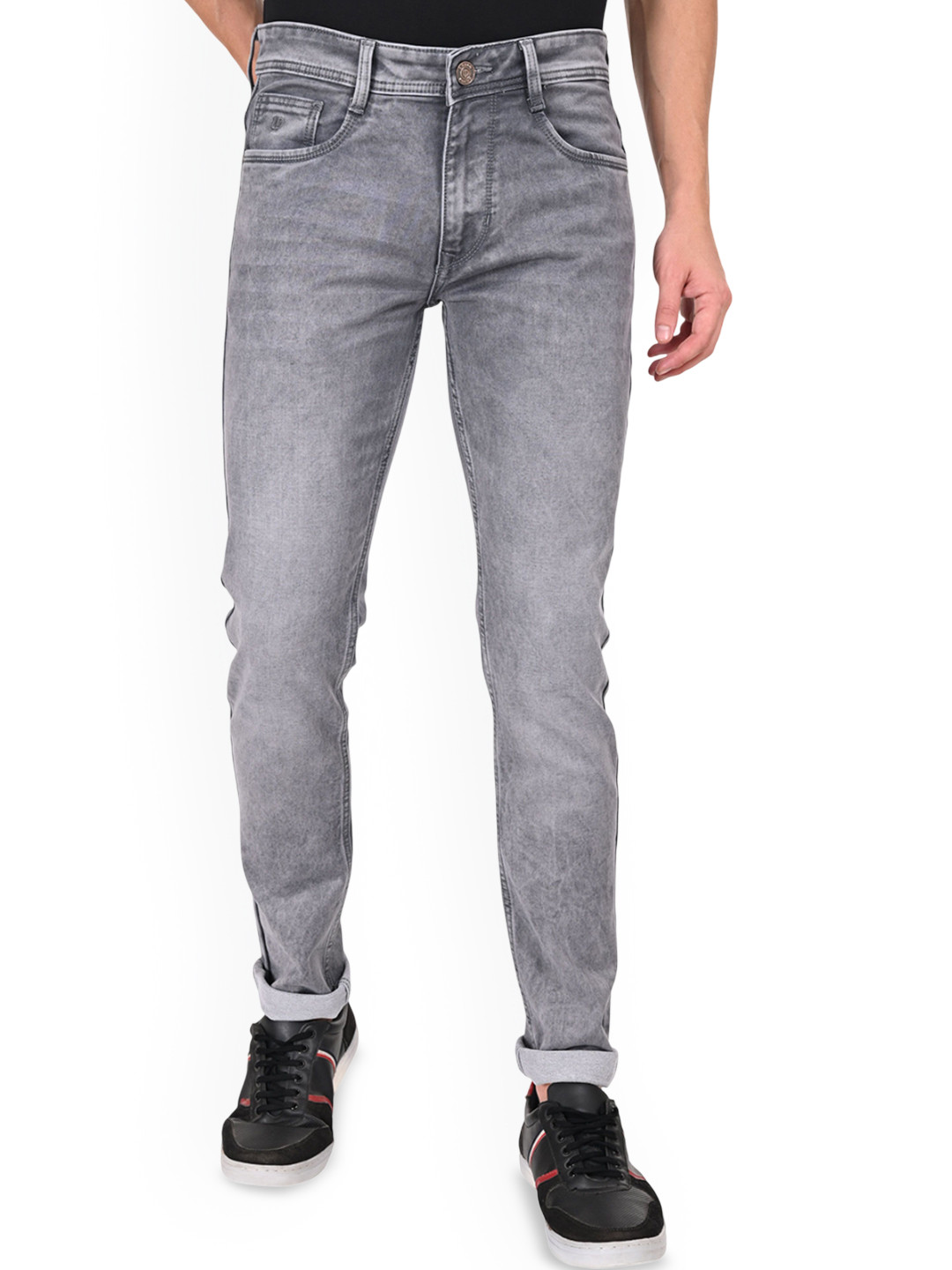

URBAN POCHE Men Slim Fit Heavy Fade Stretchable Mid-Rise Jeans, Grey