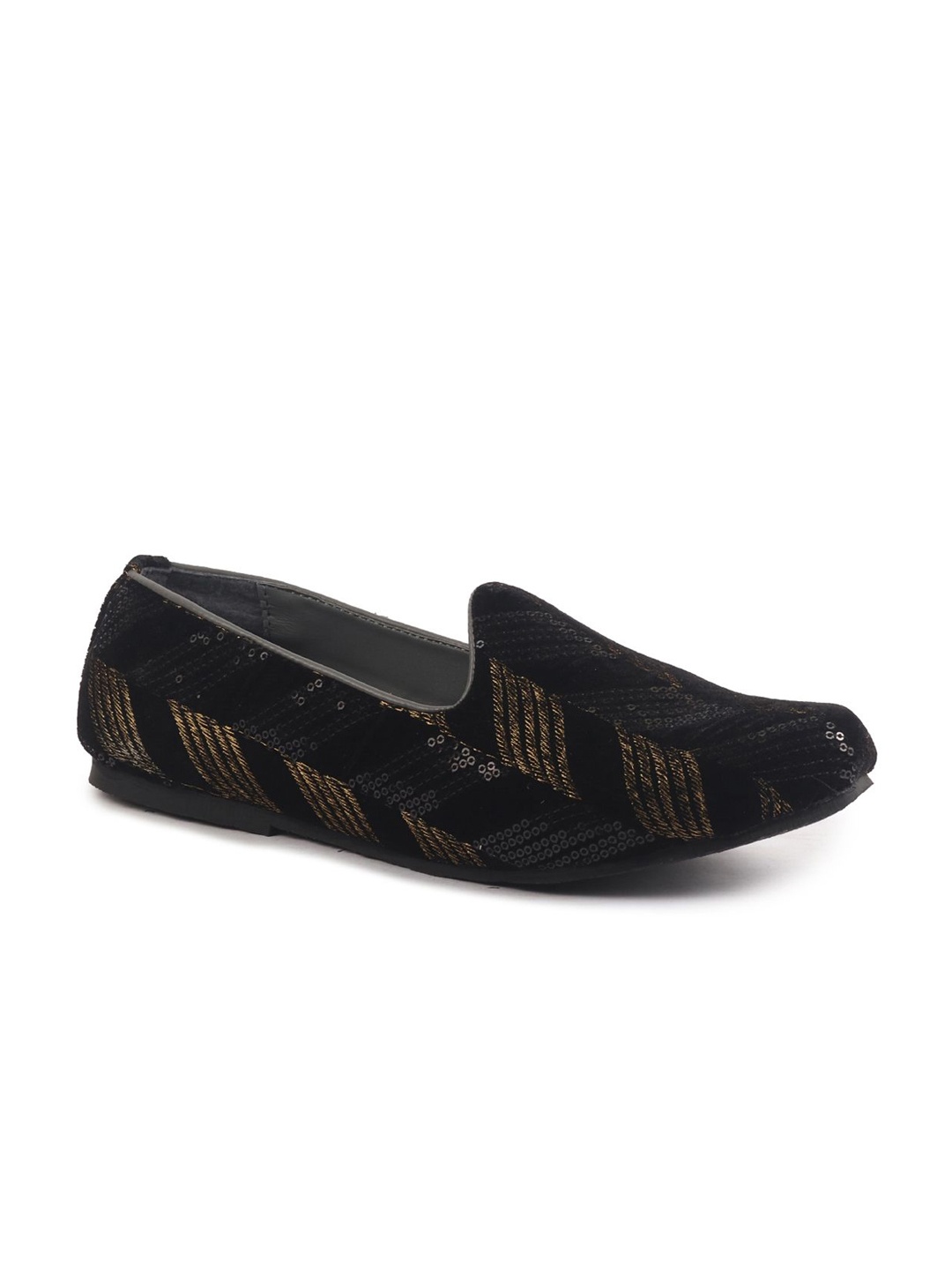 

FAUSTO Men Round Toe Velvet Mojaris, Black