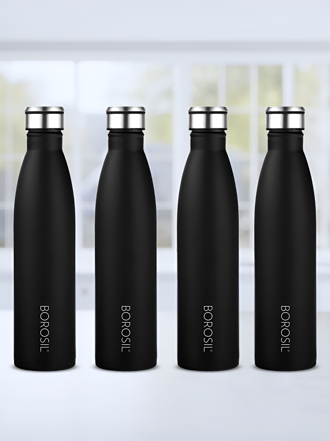 

BOROSIL Black & Grey 4 Pieces Stainless Steel Water Bottle 900ml Each