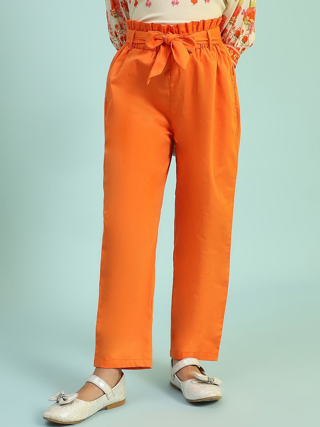 

Biba Girls Relaxed Fit Low-Rise Parallel Trousers, Orange