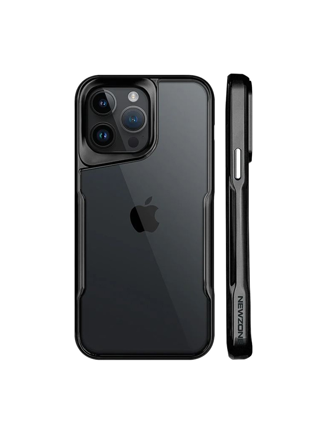 

Luxury Kase LK124 Solid iPhone 13 Pro Max Electroplated Frame Transparent Back Case, Black