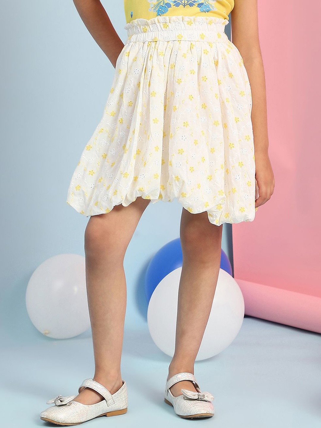 

Biba Girls Printed Pure Cotton Flared Balloon Skirt, White