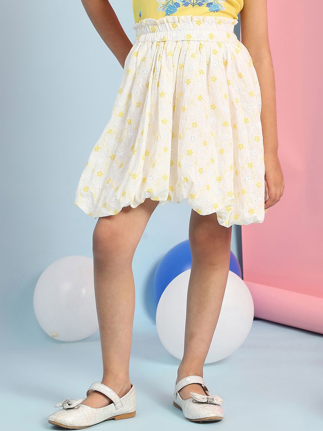 

Biba Girls Pure Cotton Above Knee Balloon Skirt, White