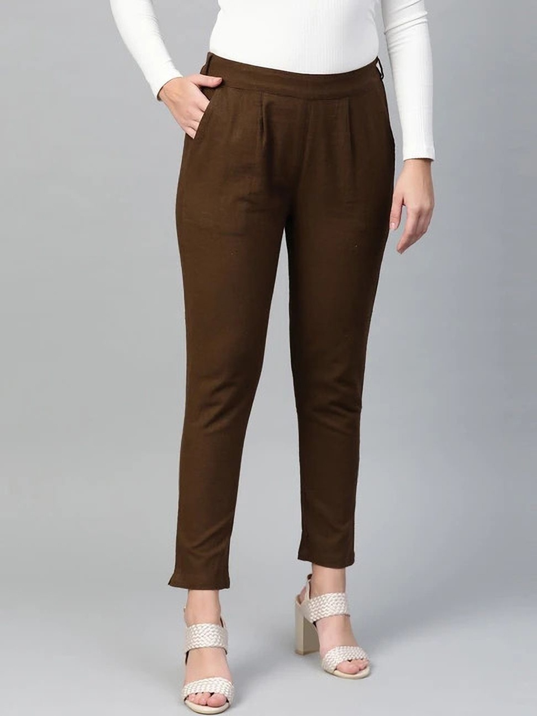 

KASHISHIYA Women Relaxed Trousers, Brown