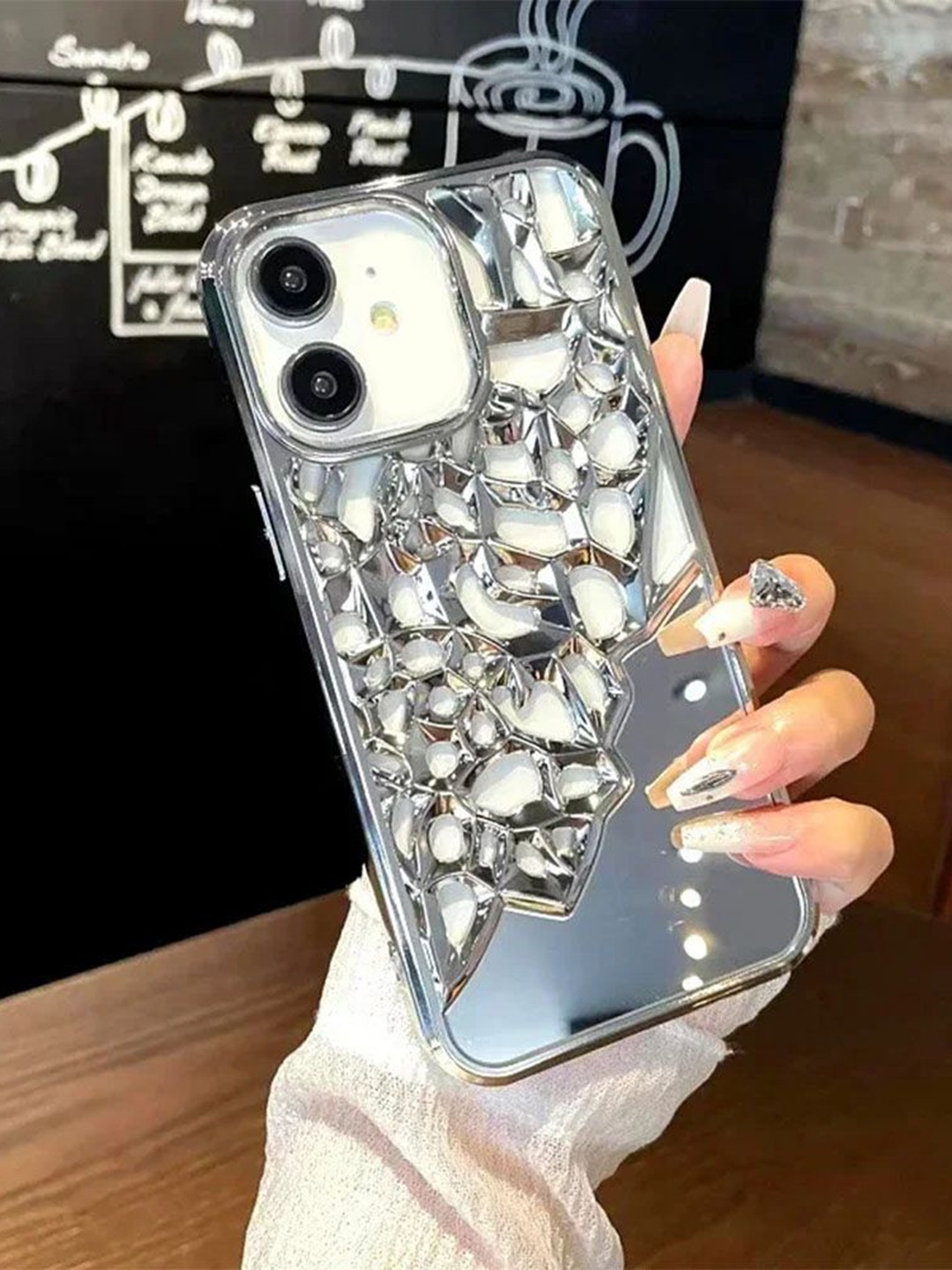 

Luxury Kase Quirky LK117 Hollow Out Mirror Heat Dissipation Breathable iPhone 11 Back Case, Silver