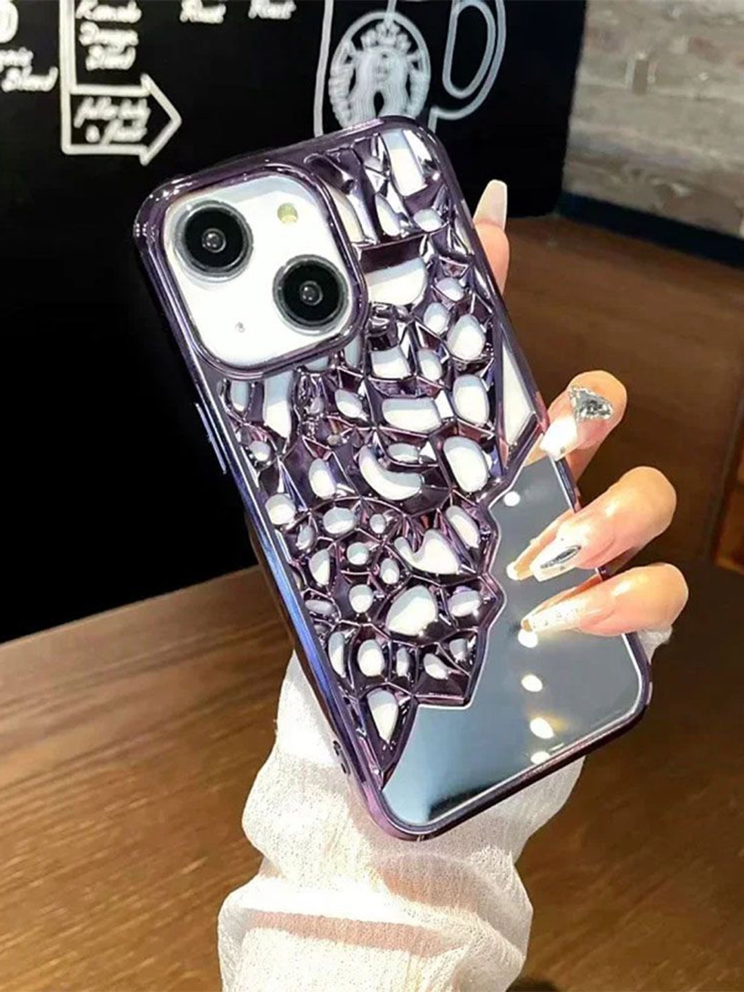

Luxury Kase LK117 Hollow Out Mirror Heat Dissipation Breathable iPhone 13 Back Case, Purple