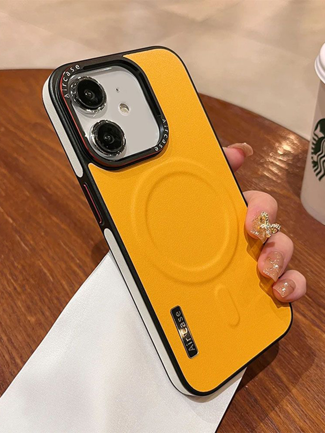

Luxury Kase LK116 Matte Leather Magnetic Mag-Safe Wireless Charging iPhone 11 Back Case, Yellow