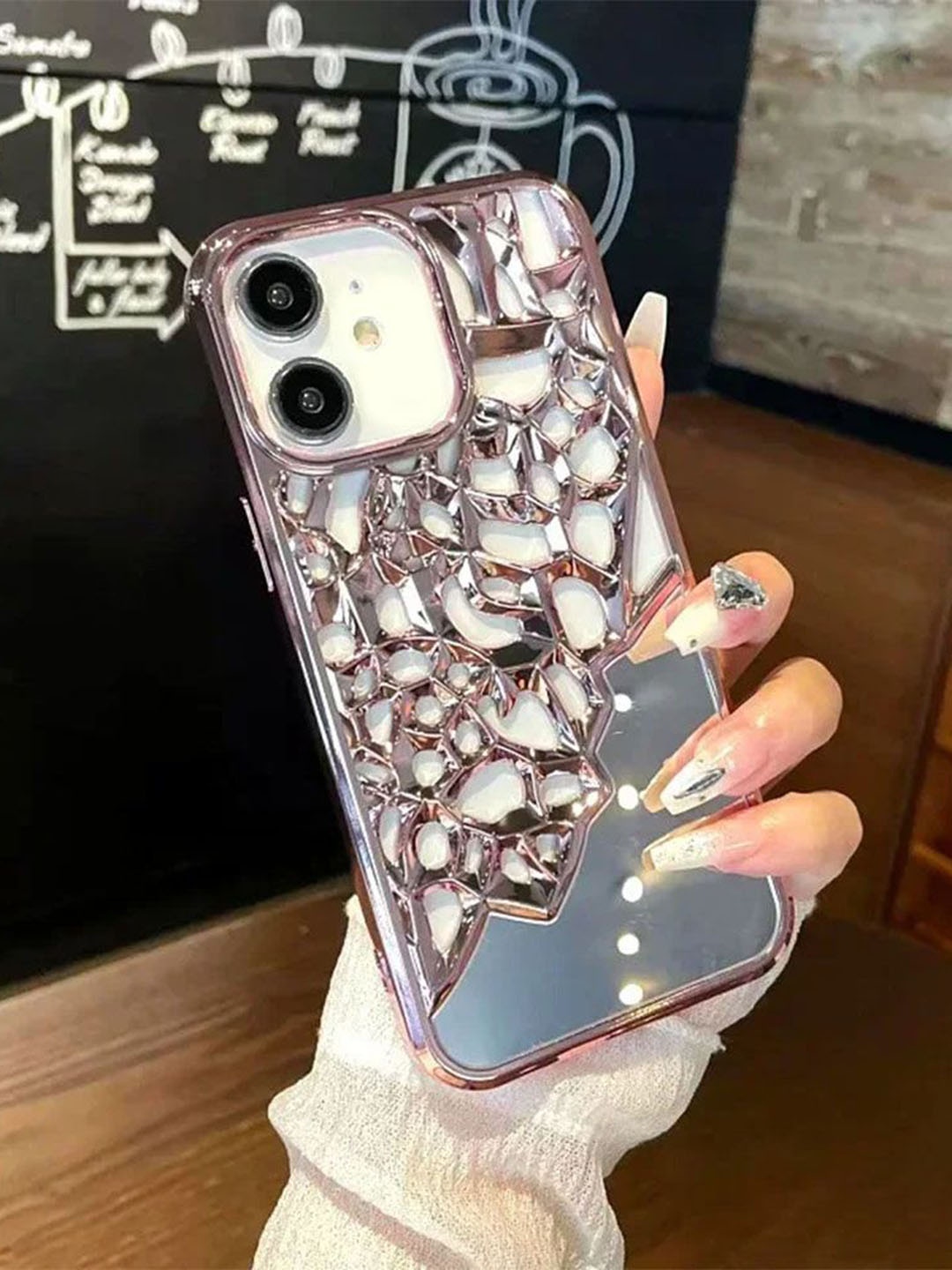 

Luxury Kase LK117 Hollow Out Mirror Heat Dissipation Breathable iPhone 12 Back Case, Rose gold