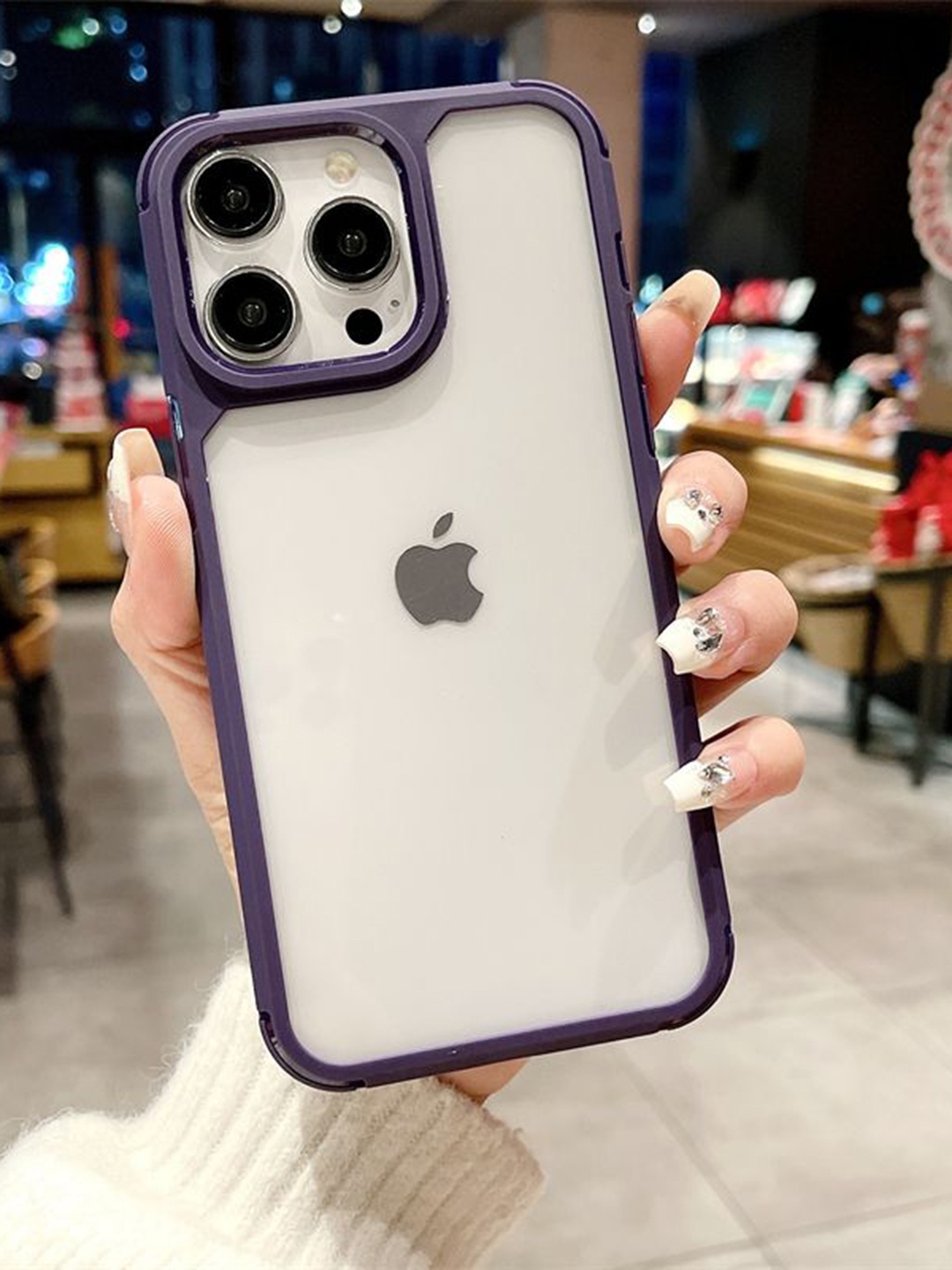 

Luxury Kase LK112 Solid iPhone 13 Pro Max Acrylic Clear Hard Bumper Case Back Case, Purple