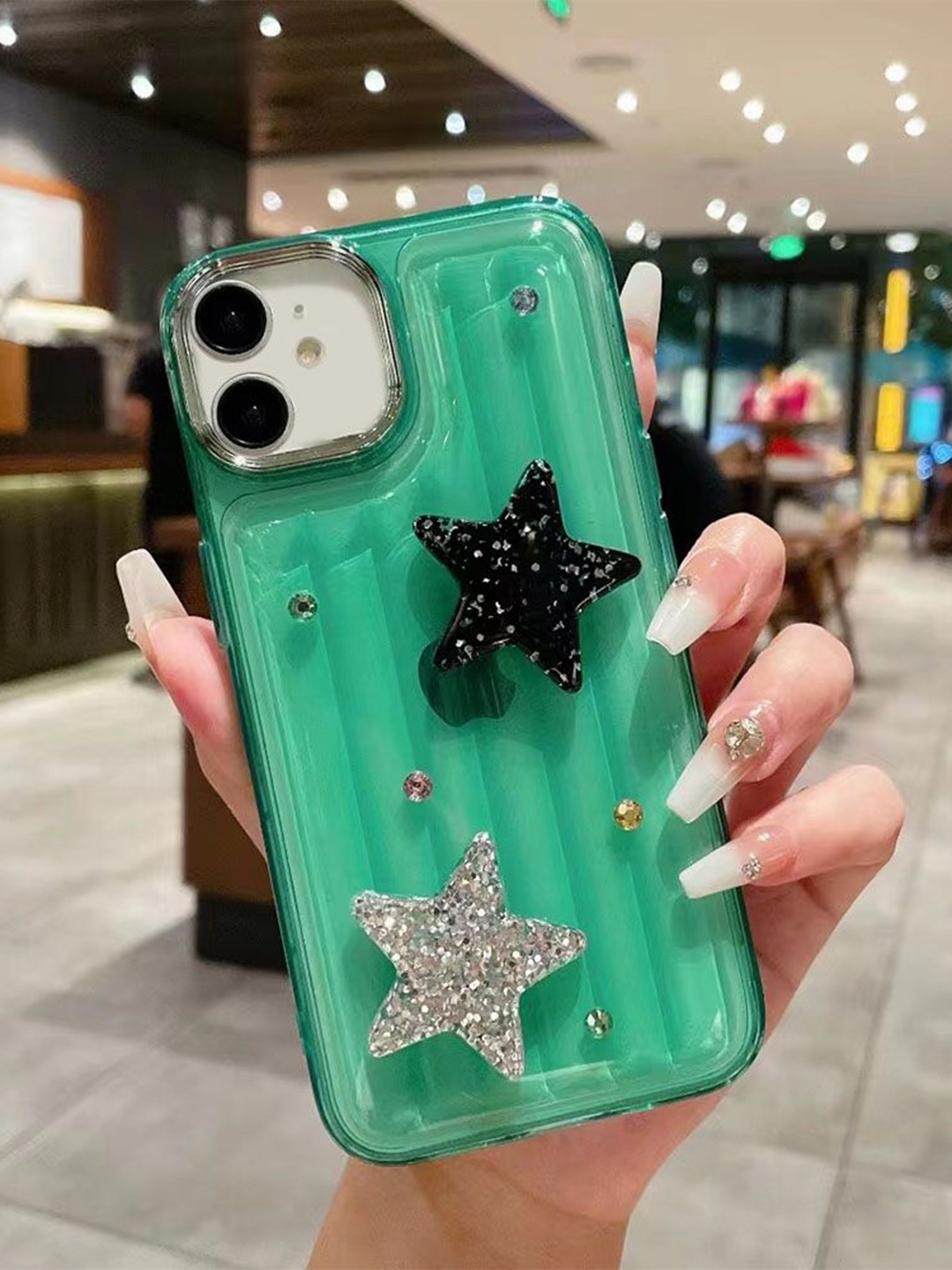 

Luxury Kase LK119 Solid iPhone 11 Crystal Clear Bling Star Case Back Case, Green