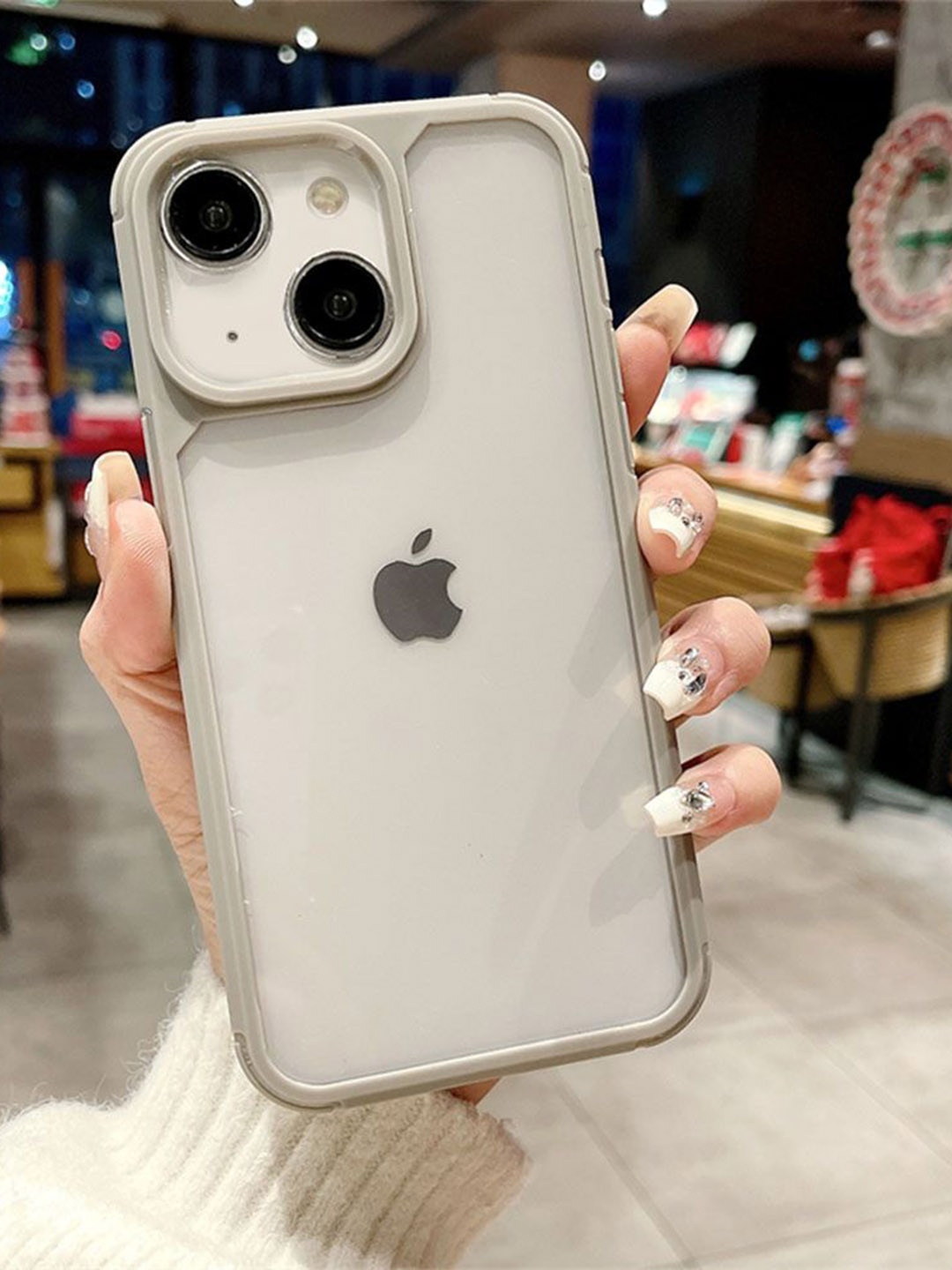 

Luxury Kase LK112 Acrylic Clear Hard Bumper iPhone 14 Back Case, Grey