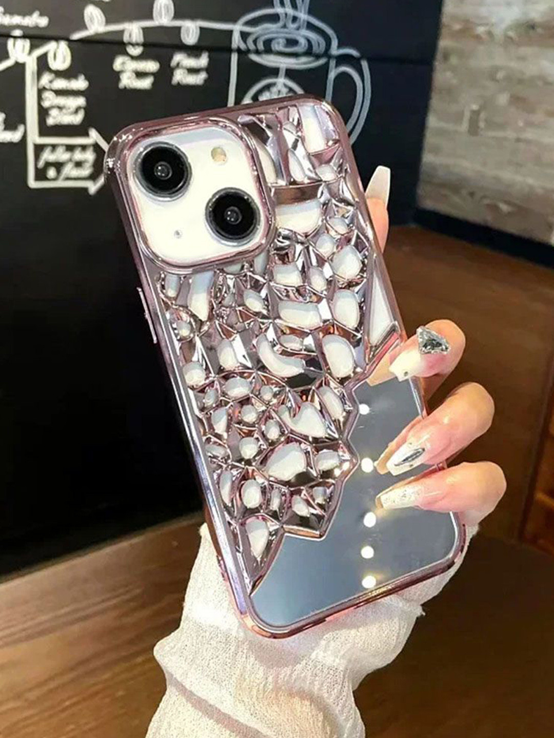 

Luxury Kase LK117 Hollow Out Mirror Heat Dissipation Breathable iPhone 14 Back Case, Rose gold