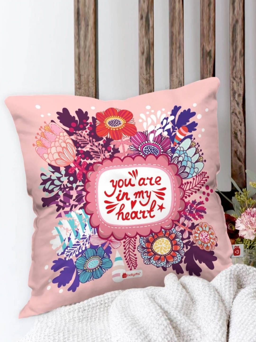 

Indigifts Pink & Red Printed Pre-Filled Cushions