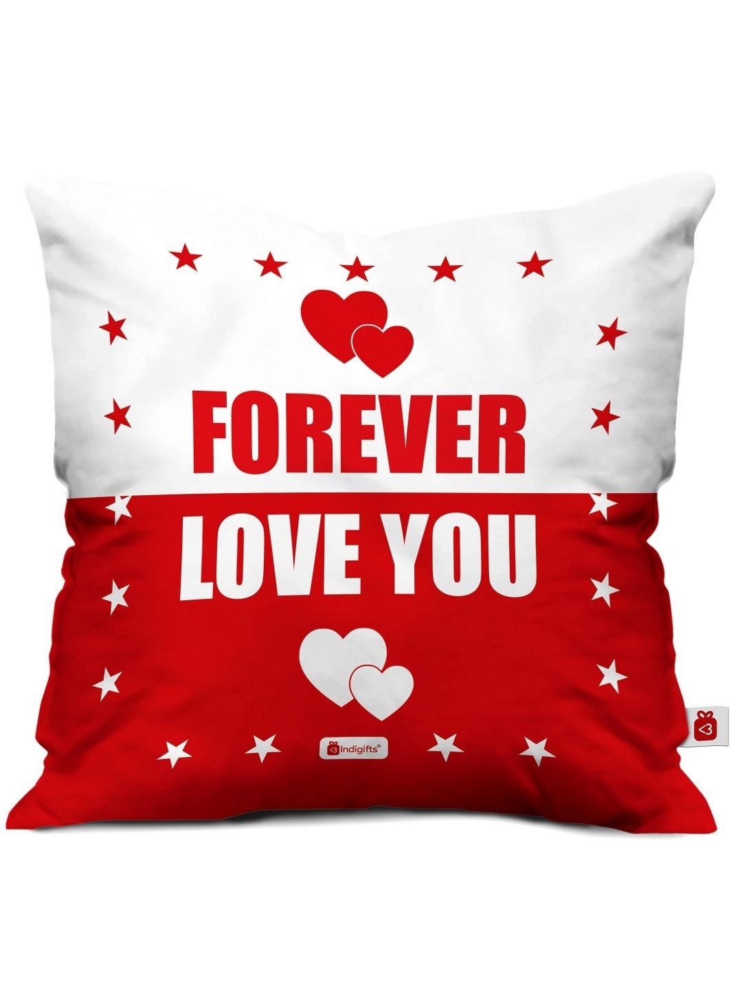 

Indigifts White & Red Printed Cushion Cover With Filler