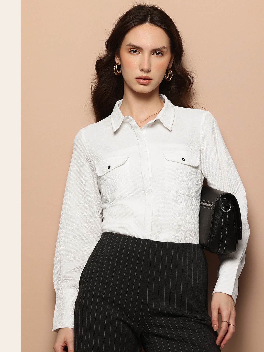 

her by invictus Women Classic Formal Shirt, White