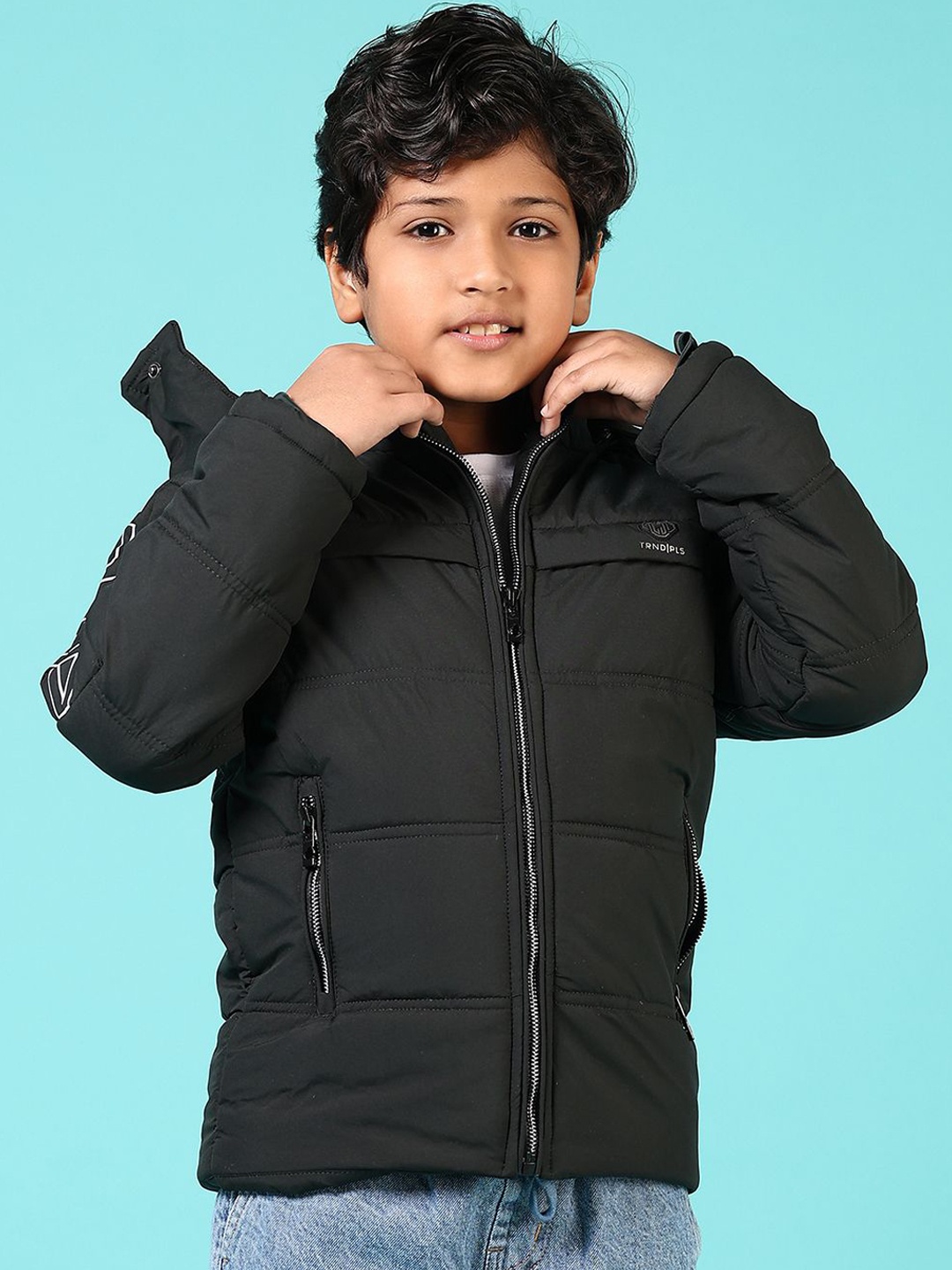 

V-Mart Boys Hooded Solid Cotton Casual Padded Jacket, Navy blue