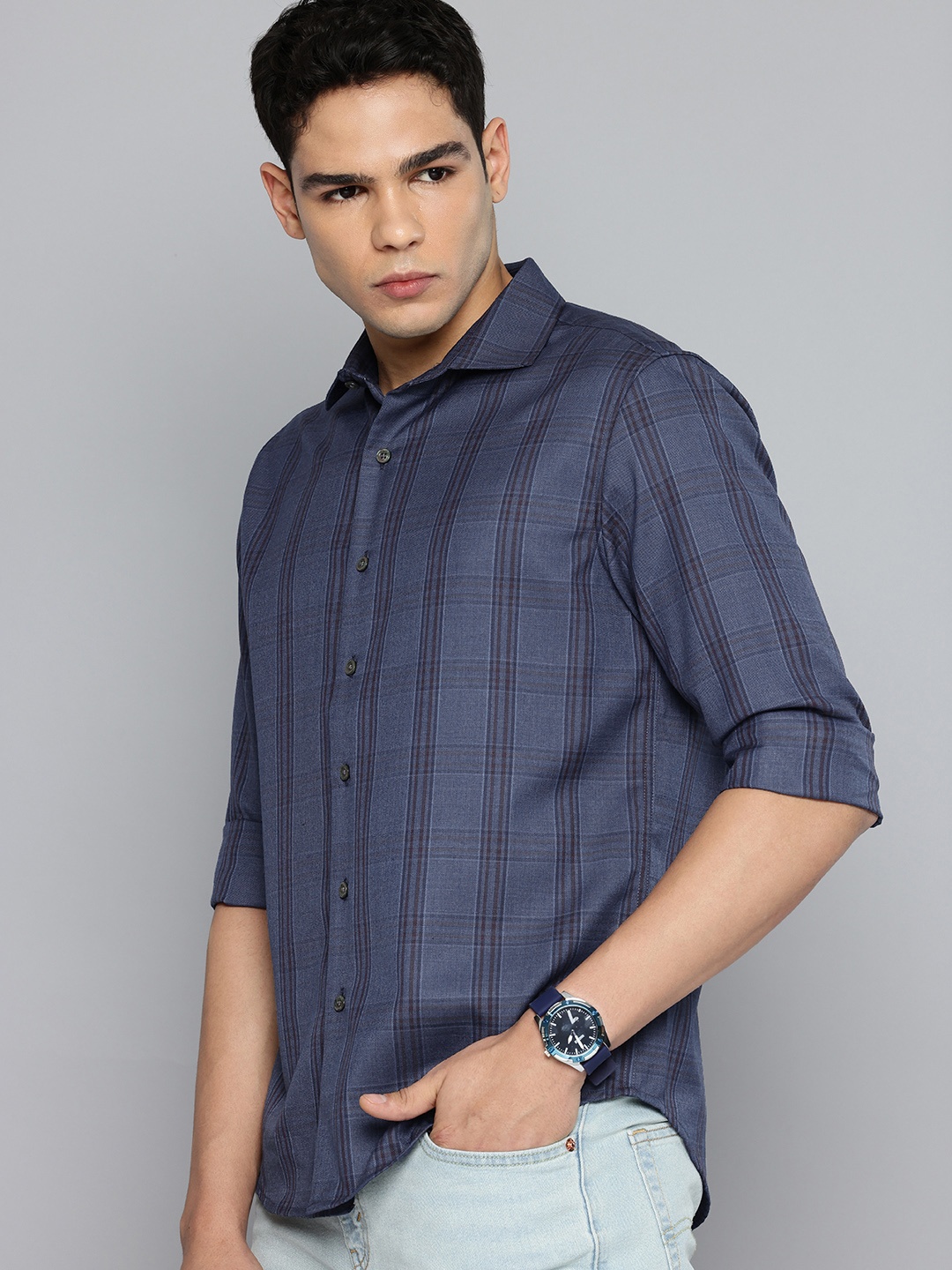 

Levis Slim Fit Opaque Checked Casual Shirt, Blue