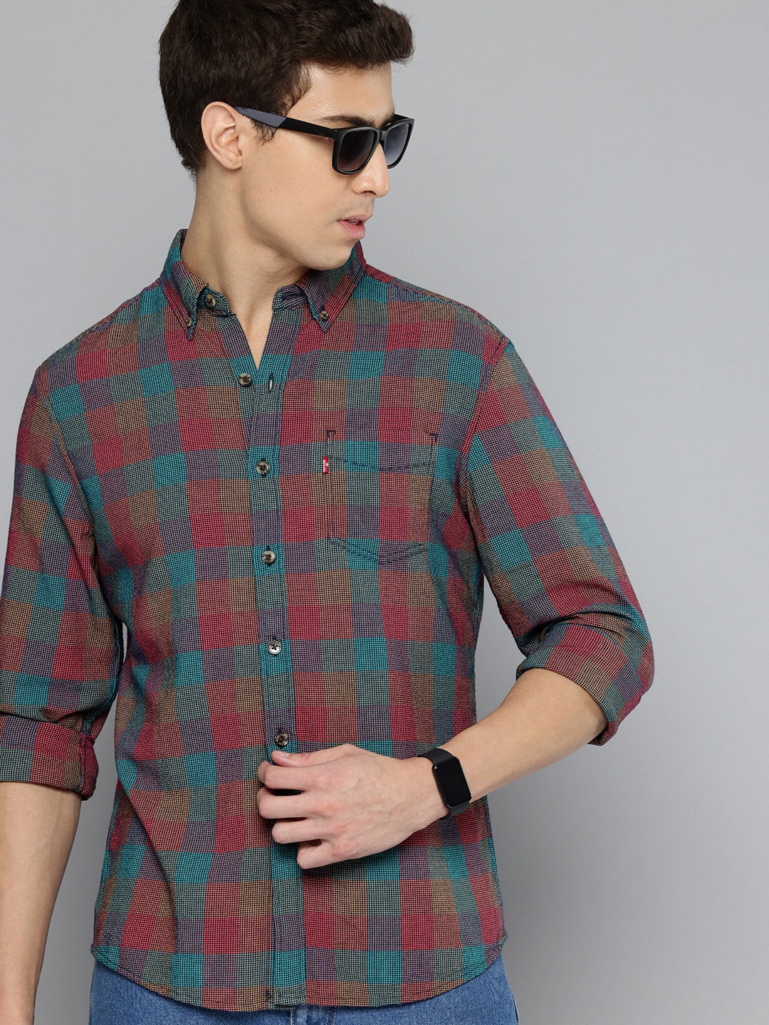 

Levis Slim Fit Checked Casual Shirt, Green