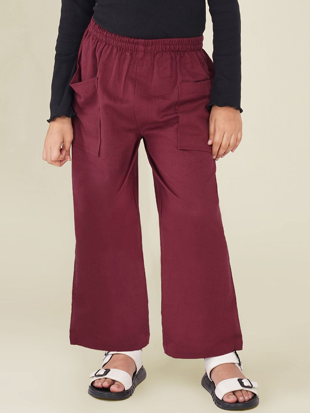

SPARSA Unisex Kids Relaxed Cotton Loose Fit Trouser, Burgundy