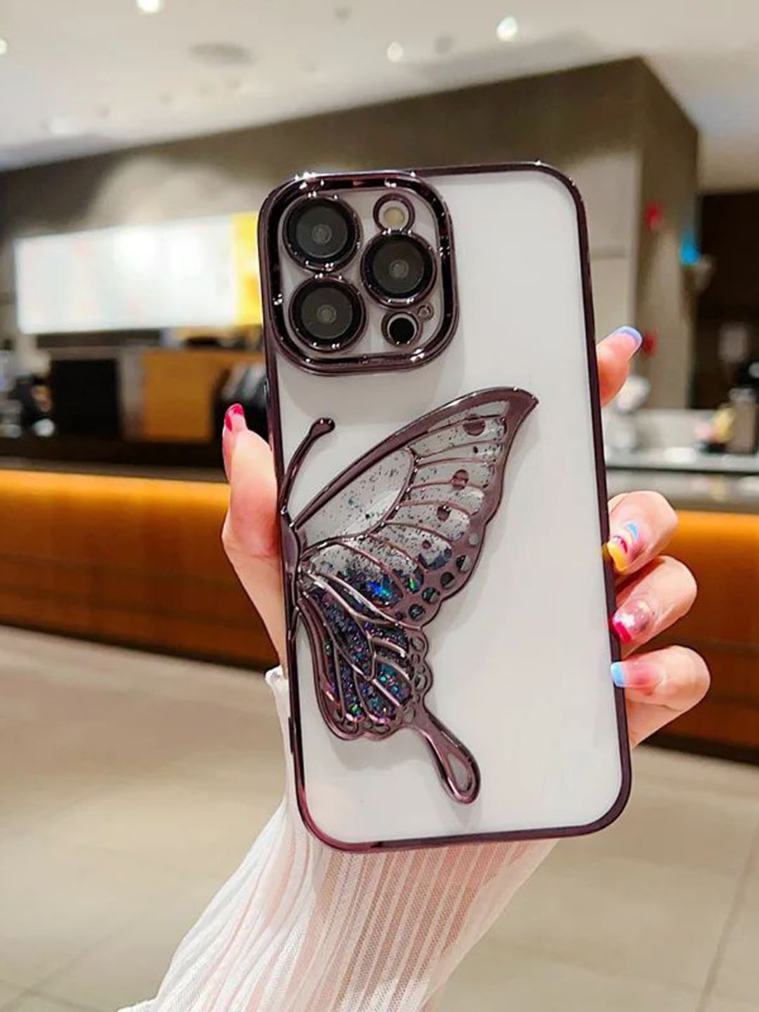 

Luxury Kase LK100 Quirky iPhone 15 Pro Plating Dream Butterfly Clear Case Cover Back Case, Brown