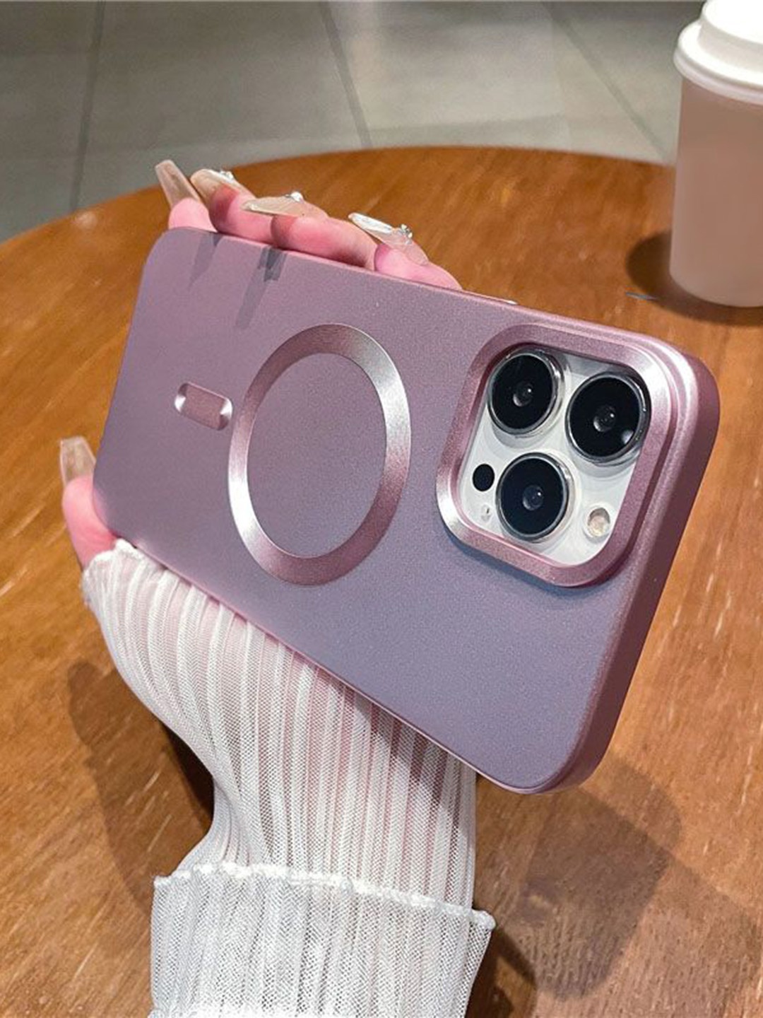 

Luxury Kase LK101 Matte Magnetic Wireless Charging Mag-Safe iPhone 14 Pro Back Case, Rose gold
